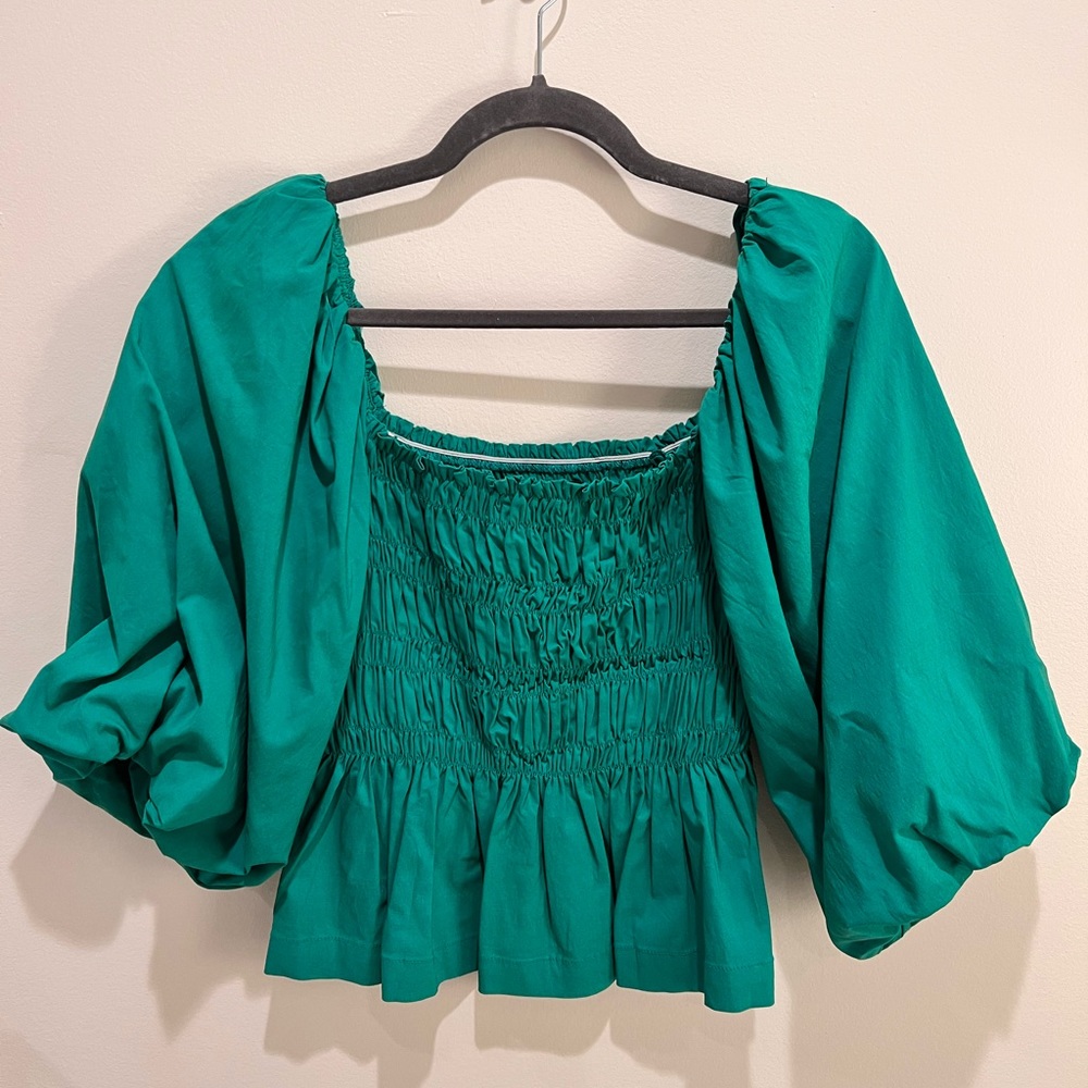 Strut & Bolt Green Puff Sleeve Top